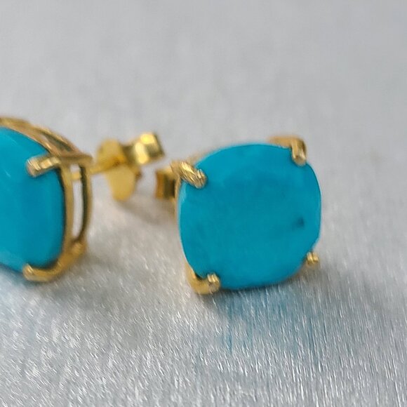 Turqoise Stud Earrings-Blue Trurqoise jewelry-gift - Picture 5 of 11